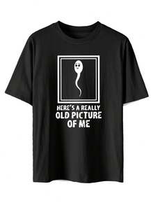 Camiseta de Hombre Personalizada con Patrón + Texto Impreso en el Pecho - Negro - Ver 2