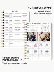 Trees Planejador de Fitness Capa Dura A5 (14,5cm X 20,6cm), Caderno Resistente de 48 Páginas para Acompanhamento de Exercícios, para Registrar Progresso, Definir Metas, Diário de Fitness Pessoal, Adequado para Exercícios em Casa e no Trabalho - Multicolorido - Visão 5