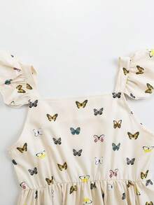 Girls' Dress, Butterfly Printed Square-Neck Casual Fashion Long Skirt, Very Suitable For Park Outing, Seaside Vacation. - Multicolor - View 6