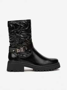 Bottines courtes plateforme à patchwork brillant polyvalent et