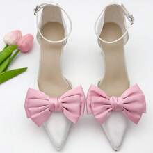 2pcs Set Minimalist Big Bow Shoe Clips, Detachable Shoe Buckle Decor, Bridal Wedding Party High Heel Shoe Clips