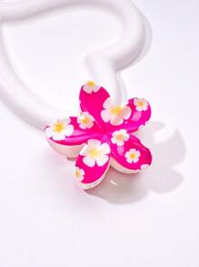 1pc Tropical Print Bohemian ABS Plastic Women Hair Clip, Candy Color Floral Pattern Hair Accessory, Fashionable Vacation Style - Suitable For Photography And Daily Use, Mermaid Tail Hair Claw For All Seasons Fashion Hair Accessories Flower Claw Clips