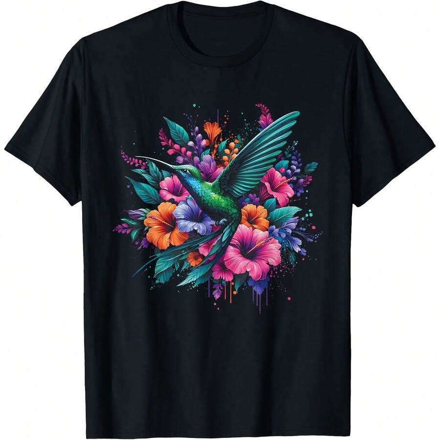 Flower Birdwat 220g T-Shirt For Absolute Comfort. Designed For All Types Of Users, Women And Men Alike. Robust, High-Quality Fiber, Suitable For Any Outfit, Silky Soft To The Touch But Designed To Keep You Going. Breathable Tops For Women, Autumn Sets, Vacation Wear, Halloween Outfits For Them. - 白色 - 查看 1