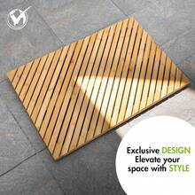 Alfombra de baño de bambú negro de alta calidad: durable, resistente al agua, antideslizante | Un accesorio versátil y lujoso para cualquier espacio como baños, entradas, áreas al aire libre, spas - 24 x 16 (rectangular) - Ver 4