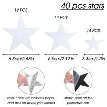 40 piezas Pegatinas de pared de espejo acrílico con forma de estrellas, pegatinas de arte con adhesivo para decoración de pared de bebé, habitación de niños, hogar, manualidades DIY