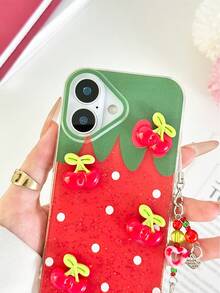 Strawberry Printed Transparent Shockproof Soft Protective Phone Case Compatible With IPhone 16/15/XR/16 Pro Max/7P 8P/P12 Pro Max/P13 Pro Max/P14 Pro Max/P13/P14/P11/P12/P14, XS/S/XS Max/7 8 SE2, Cute And Fashionable Thick Cover - Multicolor - View 8