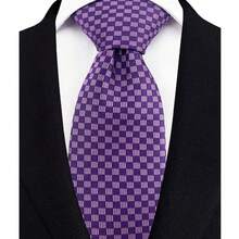 Corbata de lujo de 8CM para hombre, corbatas a cuadros florales a rayas de Color púrpura para hombre, corbata tejida de Jacquard para novio, corbata para de boda y negocios TFYP - 08 - Ver 27