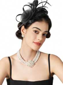 1 Stück elegantes Federhaarbandaccessoire mit Mesh, Braut-Hochzeit Haarschmuck, Kostümparty Kopfschmuck, Geschenk zum Muttertag/Abiball/Erntedank/Weihnachten/Karneval