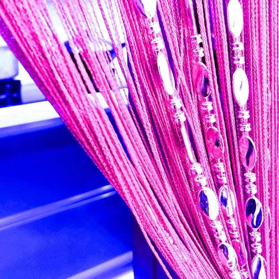 100cmX200cm Decorative Door String Curtain Beads Wall Panel Fringe Window Room Divider Blind For Wedding Coffee House Parts Door Divider Beads Tassel Screen Decoration (Colorfull 25) - 玫紅色25 - 查看 1