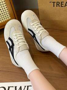 Solid Color Preppy Outdoor/Casual Athletic Shoes, Mesh Breathable Fashion Versatile , Lightweight Sneakers For Running, Gym Workout For Women