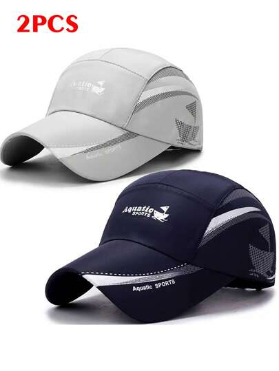 2 piezas de gorras de béisbol ligeras y de secado rápido - Estampado de velero elegante, parte posterior de malla transpirable, ajuste ajustable para deportes al aire libre, pesca, senderismo y paseos urbanos - Negro, Blanco y Azul Marino, Accesorios para Navegación
