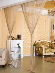 1 件 100*200 厘米家居/客厅银色金属线绳窗帘，加厚流苏装饰窗帘，适用于婚礼/仪式、入口装饰