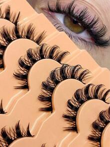 Asiteo 7 Pairs D Curl Luxurious Fluffy Volume Dramatic Messy Faux Mink False Lashes Reusable, Soft, Comfortable Strip Lashes, Lashes, Eyelashes, Fake Lashes - 俄羅斯假睫毛 - 查看 4