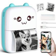 Wireless Mini Thermal Printer, 200Dpi, USB Rechargeable, Portable Inkless Sticker Printer, Compatible With IOS & Android, For Photos, Notes, Gift, Receipts, Lists, And DIY Journals - Home & Office Use