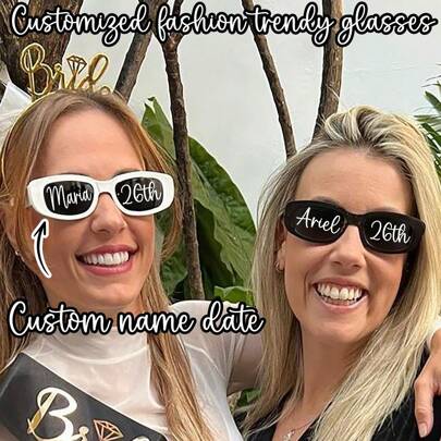 1pc Customized Fashion Fashion Glasses, Essential For Party, Gathering, Photo Shooting, Travel, Business, Personalized Text, Gift For Family