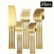 20/30pcs Elegant Golden Tableware Cutlery Set, Suitable For Home Gatherings