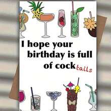 1 张有趣且具有攻击性的生日贺卡，适合朋友、物品或任何人，有趣的“我希望你的生日充满鸡尾酒”生日贺卡，一些不寻常的东西