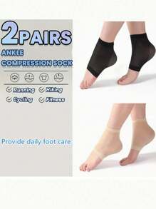 1/2 Pairs Ankle Compression Socks, Breathable Polyester Foot Sleeve For Running, Cycling, And Fitness, Gel Achilles Tendon Guard, Unisex Daily Foot Care Solutions