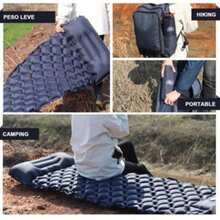 Colchão Automático Inflável Portátil Solteiro 210cm Com Travesseiro Acampamento Camping Viagem Impermeável - Preto - Visão 3