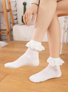 Ruffle Trim Crew Socks