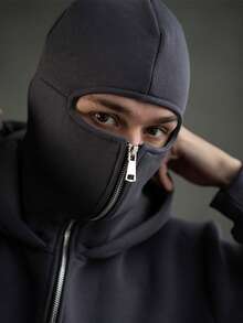 Full Zipper Retro Mask Jacket Coats Y2k Hip Hop Rock Men Oversized Punk Hoodie Winter Warm Long Sleeve Sweatshirt , Zip Up Hoodie Men, For Friends, Husband, Boyfriend Gifts - 灰色 - 查看 7