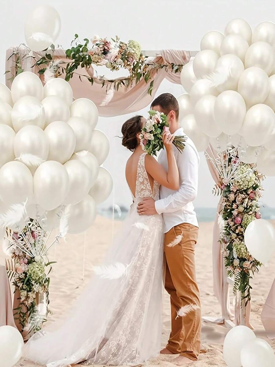 20/50个珍珠白气球套装，浪漫奢华高端，适用于生日、婚礼、情人节、万圣节、圣诞节、新年、开幕式、毕业季、家居装饰、气球布置、气球派对 - 白色 - 查看 1