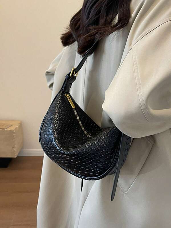 Crescent Bag Autumn Winter Spring Bag Advanced Crossbody Bag For Women, One Shoulder Fashionable All-Matching New Style Woven Dumpling Bag For Women
