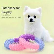 1pc,Color-Blocked Dog Chew Ring - Bite Resistant, Durable Rubber Puppy Teething Toy With Molar Spikes & Multi-Color Spikes - Anxiety Relief For Strong Chewers