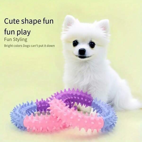 1pc,Color-Blocked Dog Chew Ring - Bite Resistant, Durable Rubber Puppy Teething Toy With Molar Spikes & Multi-Color Spikes - Anxiety Relief For Strong Chewers