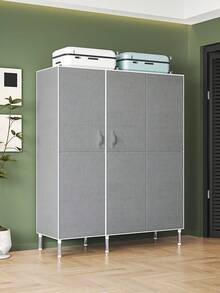 1pc Simple Cloth Wardrobe, Solid Color Modern Style, Steel Pipe Frame Structure Durable (Pipe Diameter 19mm), Includes Hanging Space And Multi-Layer Storage Shelves, Top Space For Storage, Suitable For Home, Bedroom, Rental, Apartment Clothing Storage Furniture - Multicolor - View 4