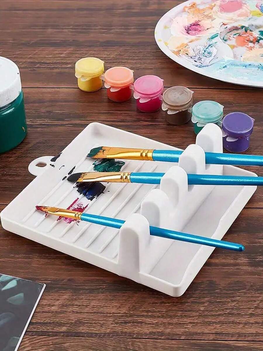 4-Slot Paint Brush & Brush Holder With Multiple Decorations, Convenient For Painting Learning,Back To School,School Supplies