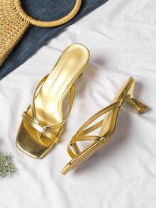 New Leopard Print Sexy Kitten Heel Sandals, Fashion Versatile High Heels For Women