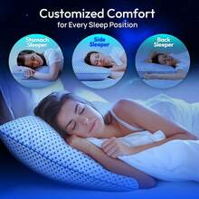 Adjustable Cooling Gel Memory Foam Pillows Queen Size For Sleeping 1 Pack,Firm Thick Bamboo Rayon Shredded Foam Bed Pillows For Side, Back, Stomach Sleepers Washable Breathable Pillowcase,College Dorm - Đen và trắng - Xem 7