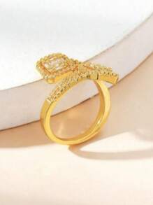 1 pieza Anillo de dedo con diseño geométrico cúbico de plata, accesorio de joyería versátil de uso diario para mujeres
