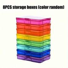 8pcs Mini Plastic Storage Boxes, 4x6 Inches, Mixed Colors (Rainbow), Multipurpose Organizer For Photos, Jewelry, Data Cables, Craft Supplies, And Small Accessories, Transparent Lid With Snap-Lock Mechanism, Lightweight And Portable Design For Home, Office, Or Travel Use, Storage Organizer, Sewing Storage