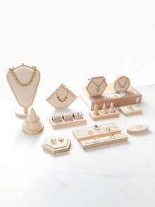 1 件橡胶木高档天鹅绒木制珠宝展示架,垂直项链架,耳环架收纳架女士收纳整理器旅行必需品返校宿舍收纳秋季装饰 - 彩色 - 查看 3