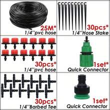 自动花园灌溉和浇水系统，蔬菜和花卉滴灌套件，可调节喷嘴，1/4 英寸 PVC 软管连接器适配器 - 多 - 查看 22