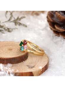 One Piece Customized Women's Birthstone Ring, Fine Women's Jewelry Gifts, Mother's Day Gifts, Valentine's Day Gifts, Birthday Gifts, Wedding Anniversary Gifts, Christmas Gifts, High Grade Gifts For Friends And Classmates Graduation Gifts For Family Members - Multicolor - View 2