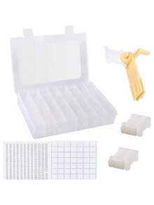 Embroidery Floss Organizer – Cross Stitch Thread Storage Box With Bobbin Winder, 1 Removable Tray With 24 Compartments, 40 Hard Plastic Floss Bobbins And Stickers For Craft DIY Embroidery Sewing Storage - White - View 1