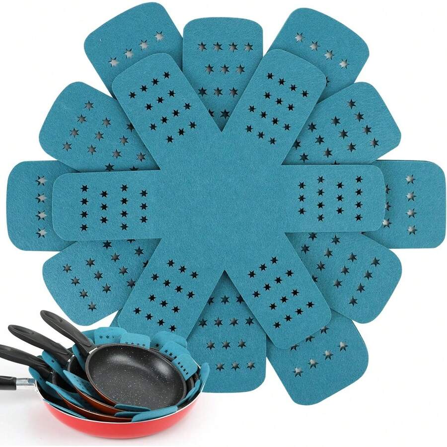 Pan And Pot Protectors, Larger & Thicker With Stars, Set Of 6 In 3 Different Sizes, For Stacking And Protecting Cookware