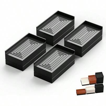 Soportes elevadores para muebles, soportes elevador para cama/sofá/mesa/pierna de silla/refrigerador a 1,5, 3 y 4 pulgadas, bloques elevadodores rectangulares Adjustable para extensores, resistentes, soporta hasta 1300 lb, tres en negro cuadrado