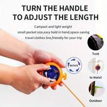 1 pièce Corde à linge portable rétractable pour extérieur, camping, hôtel, anti-dérapant, résistant au vent, accessoire de séchage de linge 10m
