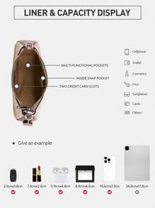 Coach Teri 20 Bolsas de Ombro para Mulheres, Bolsa Hobo Linda em Lona com a Marca Registrada, Mini Bolsa Clutch com Fecho de Zíper, Bolsa Crescent com Alça Destacável