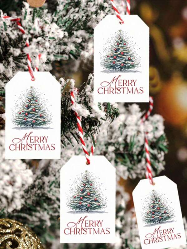 20pcs Snowflake & Christmas Tree Gift Tags - With 5M Jute Rope, Multi-Scene Christmas Labels - Holiday Hanging Decorative Tags, Gift Packaging Decor And Box Decor Cards | Ideal For Christmas Holiday, New Year Gifts Decoration