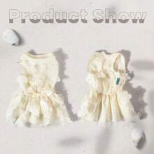 Local Delivery Laifug Dog Dress Puppy Print Princess Dog Dress Cute Party Wear (Pink, M) - Beige - View 3