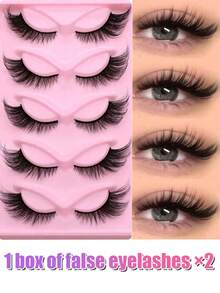 5 Pairs/2 Boxes/5 Boxes Luxurious Fluffy False Eyelashes - Thick, Wispy, 3D Volume, Reusable, Soft, Lightweight, Faux Mink Strip Lashes For Dramatic Eye Makeup Look Strip Lashes, Lashes, Eyelashes, Fake Lashes - Cat Eye Lashes - View 11