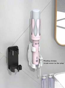 1 pieza Organizador de tenacillas, soporte montado en la pared del baño para plancha, tenacillas y plancha de pelo - Decoración de habitación