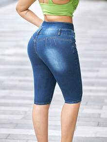 Fashion Women's Sexy Jeans With High Waist And Hips, With Closed Rows And Buttons, Perfect For Everyday Wear, A Must-Have Item In The Cloakroom. - Rửa tối - Xem 4