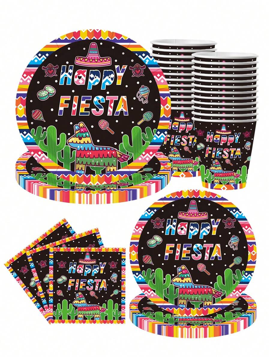 10 piezas Platos de papel desechables mexicanos con diseños de rayas de colores, adecuados para fiestas de cumpleaños, fiestas familiares, reuniones con amigos y fiestas de verano al aire libre.