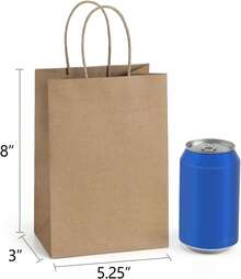 Bags 100Pcs 5.25x3x8 Small Kraft Paper Bags With Handles Bulk, Brown Paper Sacks Small Business, Retail, Merchandise, Wedding Birthday Party Favor - 紅色 - 查看 12